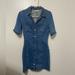 Zara Dresses | Authentic Denim By Trf For Zara Short-Sleeve Button-Up Bodycon Mini Dress | Color: Blue | Size: M