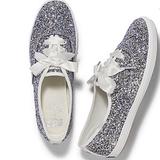 Kate Spade Shoes | Kate Spade Silver Glitter Keds Sneakers With Ribbon Laces 8 | Color: Silver/White | Size: 8