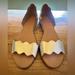 J. Crew Shoes | J Crew Leather Scalloped Peep- Toe Flats | Color: Gold | Size: 8