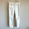 Madewell Jeans | Madewell Alley Straight Leg White Distressed Mid Rise Denim Jeans | Color: White | Size: 27