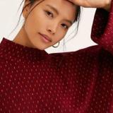 Free People Sweaters | Free People Wine Burgundy Oversized Sleeves Mock Neck Sweater Size.Small | Color: Purple/Red | Size: S