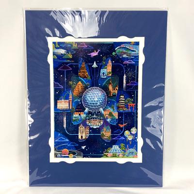 Disney Art | 2022 Walt Disney World Parks Epcot 40th Anniversary Print Joey Tsao 14 X 18” New | Color: Blue | Size: Os