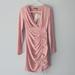 Zara Dresses | New Zara Ruched Blush Pink Adjustable Length Mini Dress, Deep V Neckline, Medium | Color: Pink | Size: M