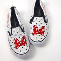 Disney Shoes | Disney Women's Authentic Minnie Mouse Glitter Bow Sneakers Size 10 | Color: Red/White | Size: 10