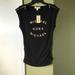 Michael Kors Tops | Michael Kors Black Gold Logo Zipper Detail Sleeveless Top Sz M | Color: Black/Gold | Size: M