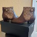 Coach Shoes | Coach New Leather Bootie. Walnut/Khaki Size 7 | Color: Brown/Tan | Size: 7