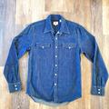 Levi's Shirts | Levi's Denim Mens Pear Snap Dark Wash Long Sleeve Western Shirt Size Small | Color: Blue | Size: S