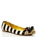 Kate Spade Shoes | Kate Spade Trixie Flat Black And White Stripes With Gold Sparkles And Bow | Color: Black/White | Size: 7.5