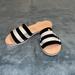 Kate Spade Shoes | Kate Spade Newyork Imperiale Black Nubuck White Grosgrain Stripe Slide Sandals 8 | Color: Black/White | Size: 8