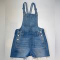 Madewell Jeans | Madewell Size S Womens Adirondack Raw Hem Cut Off Short Overalls Denim | Color: Blue | Size: Small