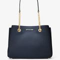 Michael Kors Bags | Michael Kors Teagan Large Pebbled Leather Shoulder Bag Color Navy Nwt | Color: Blue/Gold | Size: Various