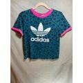 Adidas Shirts & Tops | Adidas Shirt Youth Medium Blue Cheetah Pink Trim Pullover Girls Kids. | Color: Blue/Pink/Red | Size: Mg