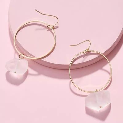 Anthropologie Jewelry | Anthropologie Gold Plated Clear Quartz Crystal Gemstone Hoop Drop Earrin | Color: Gold/White | Size: Os