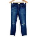 Madewell Jeans | Madewell Slim Jeans Blue Low Rise Distressed Raw Hem Cigarette Stretch 25 | Color: Blue | Size: 25