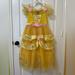 Disney Costumes | Combo Of Disney Bell Princess Costume With Crown For Girls | Color: Yellow | Size: M(7-8)