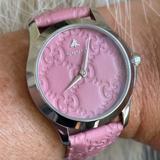 Gucci Other | Gucci Pink Leather Swiss Quartz Watch Beautiful | Color: Pink/Silver/Tan | Size: Os