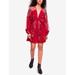 Free People Dresses | Free People Bonjour Embroidered Floral V-Neck Mesh Red Mini Dress Medium | Color: Red | Size: M