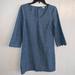 J. Crew Dresses | J By J.Crew Size 6 Chambray V-Neck 3/4 Sleeve Scalloped Cuff Shift Dress | Color: Blue | Size: 6