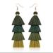 Zara Jewelry | 2/$35 Zara Long Green Tiered Tassel Earrings D21 | Color: Green | Size: 4.5” Long