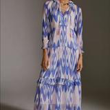 Anthropologie Dresses | Anthropologie Marais Chiffon Tiered Maxi Dress | Color: Blue/Pink | Size: Xs