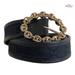 Gucci Accessories | Authentic Gucci Black Monogram Canvas Leather Gold Chain Buckle Belt Size 85/34 | Color: Black | Size: 85/34