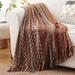 Urban Outfitters Bedding | Boho Chevron Aztec Geometric Farmhouse Knitted Tassel Vintage Sofa Throw Blanket | Color: Red/Tan | Size: Os