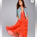 Free People Dresses | Free People Retro Coral Orange Floral Print Midi Dress! Like New Floral | Color: Orange | Size: 0