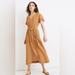 Madewell Dresses | Madewell Linen Blend Dolman Sleeve Tie Waste Midi Dress | Color: Tan/Yellow | Size: 14