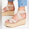 Tory Burch Shoes | Brand New Tory Burch Frieda Espadrilles In Blush Pink/Tan. Size 7 1/2. Adorable! | Color: Cream/Pink | Size: 7.5