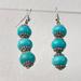 Anthropologie Jewelry | Faux Turquoise Blue Beaded Silver Earrings Pierced Dangle Drop Boho Southwestern | Color: Blue/Silver | Size: Os