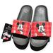 Disney Shoes | Disney Mickey Mouse Red Plaid Slide Sandals 37/6.5 Heart Womens Classic Cartoon | Color: Black/Red | Size: 6.5