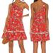 Free People Dresses | Free People All Mine One Shoulder Mini Dress Floral Print Red Linen Blend Size L | Color: Orange/Red | Size: L