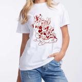 Disney Tops | **Charity** Disney Characters Graphic Glow In The Dark T Shirt | Color: Red/White | Size: S