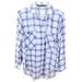 Zara Tops | 4/$25 Zara Basic Size Xs Blue White Plaid Sheer Button Up High Low Tunic Top | Color: Blue/White | Size: Xs