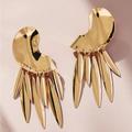 Anthropologie Jewelry | Anthropologie Metal Feather Gold Drop Earrings Nwt | Color: Gold | Size: Os