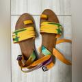 Free People Shoes | Free People Sun Peaks Leather Sandals Yellow Combo Size 38.5 | Color: Yellow | Size: 7.5