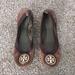Tory Burch Shoes | Brown Leather Packable Tory Burch Emblem Flats | Color: Brown/Gold | Size: 8.5
