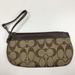 Coach Bags | Coach Tan Brown Logo Embossed Fabric Wallet Small Purse Clutch Wristlet | Color: Brown/Cream | Size: Os