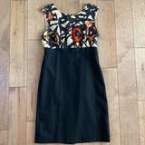J. Crew Dresses | Lk New J Crew Black Abstract Fall Print Pencil Dress V-Back Silk Wool Size 8 | Color: Black/Orange | Size: 8