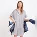 Madewell Dresses | Madewell Stripped Courier Ruffle Sleeved Dress | Color: Gray/White | Size: L