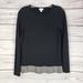 J. Crew Tops | J.Crew Black Knit Long Sleeve Houndstooth Ruffle Hem Top Size Xxs | Color: Black | Size: Xxs