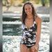Athleta Swim | Athleta 38b 38c Nwt Polynesia Halter Tankini Floral Black Swim Tankini Top | Color: Black/Pink | Size: 38 B/C