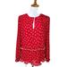 J. Crew Tops | J Crew Ruffle-Trim Pleated Top Polka Dot Lined Blouse Long Sleeve Size Xs Nwt | Color: Red/White | Size: Xs