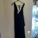Free People Dresses | Free People| Maxi Satin Navy Blue Dress With Tie Front And Open Back | Color: Black/Blue | Size: 0