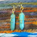 Free People Jewelry | Amazonite Crystal Earrings | Color: Blue/Gold | Size: Os