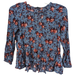 American Eagle Outfitters Tops | American Eagle Outfitters Blue Long Sleeve Floral Blouse Keyhole V Neck Sz M | Color: Blue/Red | Size: M