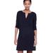 J. Crew Dresses | J. Crew Black Tunic Dress Medium 100% Cotton 3/4 Sleeve Knee Length Split Neck | Color: Black | Size: M