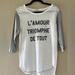 J. Crew Tops | J. Crew “Love Conquers All” Baseball Tee, M | Color: Gray/White | Size: M