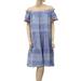 Free People Dresses | Free People Striped Off Shoulder Dress Ruffle Fringes Blue Boho Xs/S | Color: Blue | Size: Xs/S