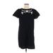 Gap Casual Dress - Shift High Neck Short sleeves: Black Solid Dresses - Women's Size Medium